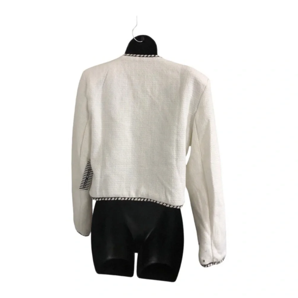 Haute‎ Monde offwhite ecru textured collarless baroque button blazer jacket sz M